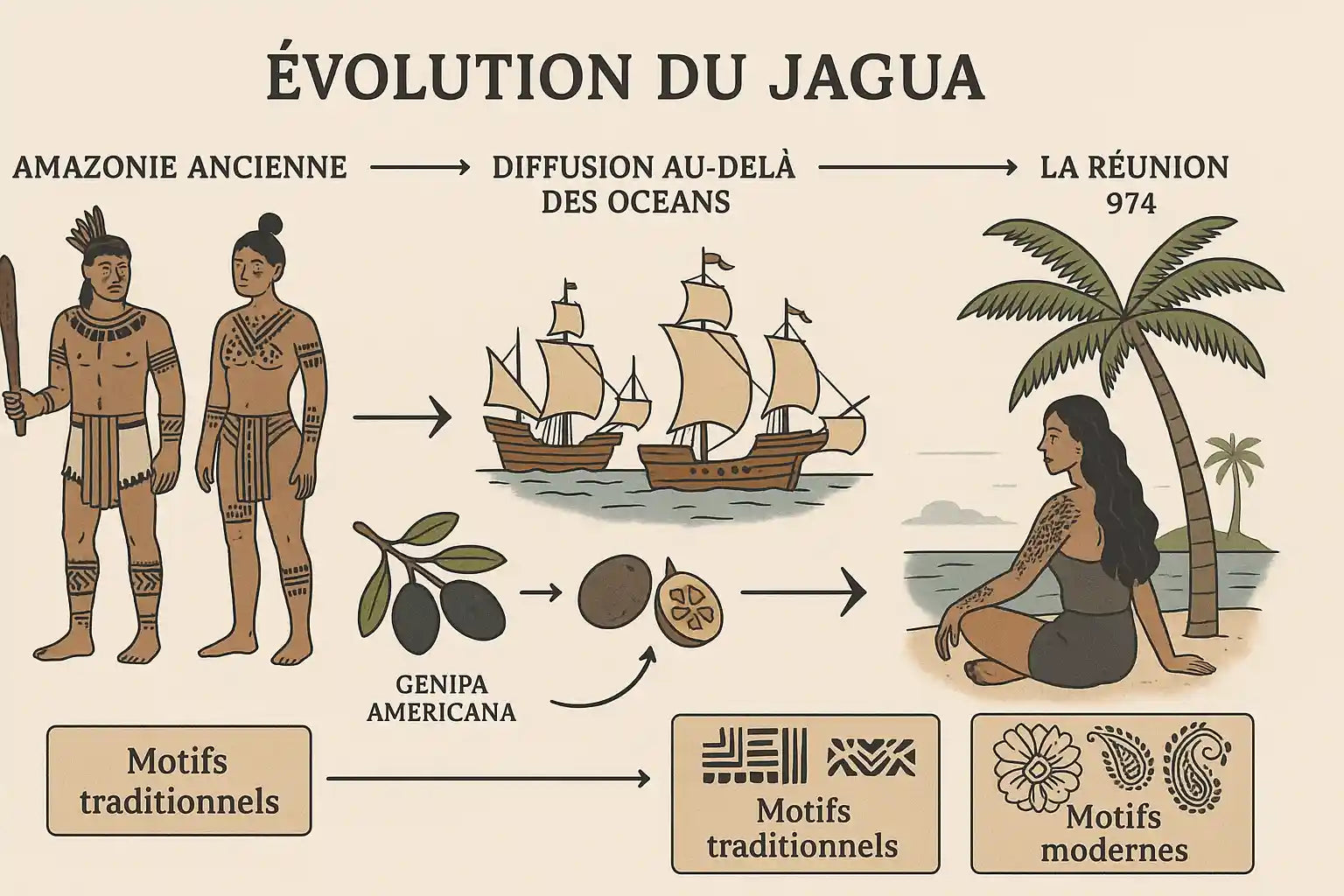 Évolution du jagua — voyage du fruit Genipa americana de l'Amazonie jusqu'à La Réunion 974