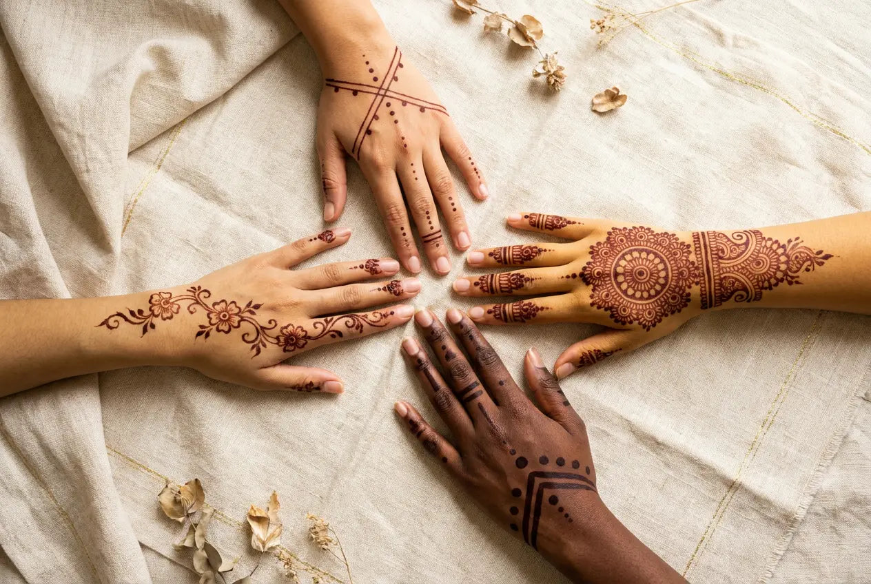 Diversité des motifs henné - débutante, mariée, floral et tribal - Tiitoune Art